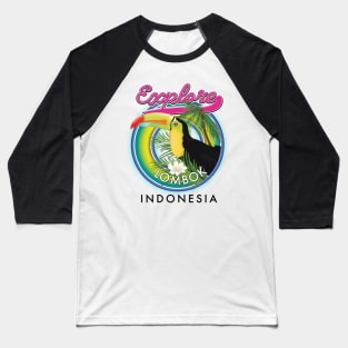 Explore Lombok Indonesia travel logo Baseball T-Shirt